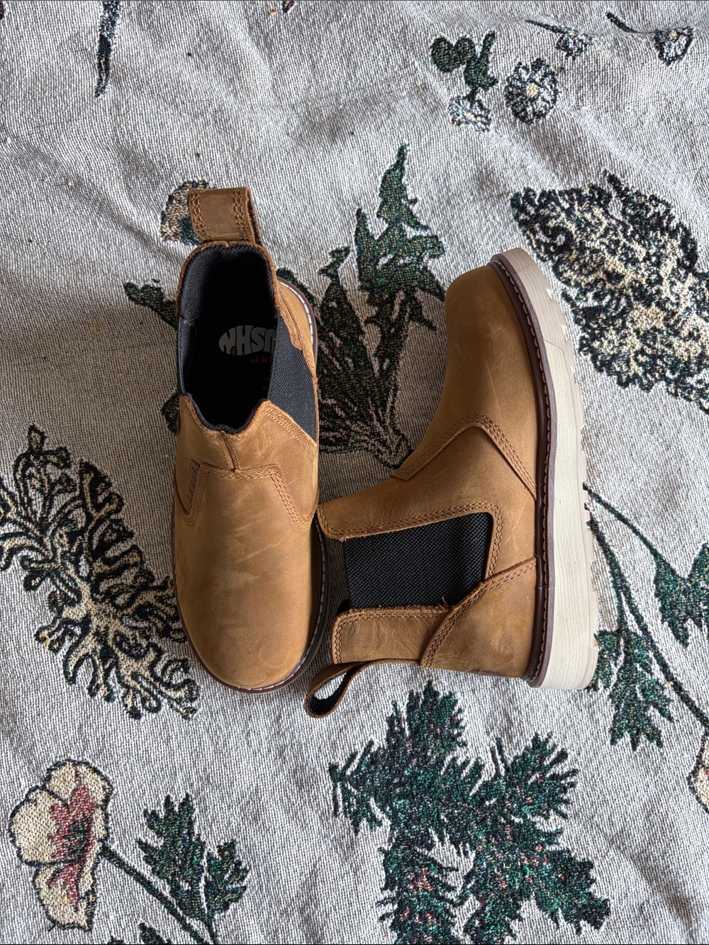 Women’s Tan Chukka Chelsea Boots with Slip-On Elastic Panels